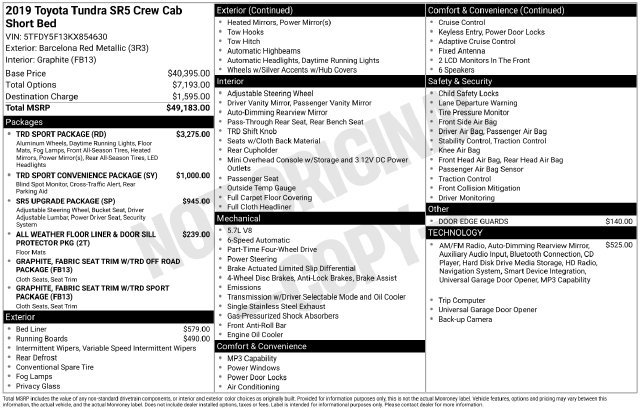 Used 2019 Toyota Tundra SR5 w/ TRD Sport Package AWD/4WD image 40