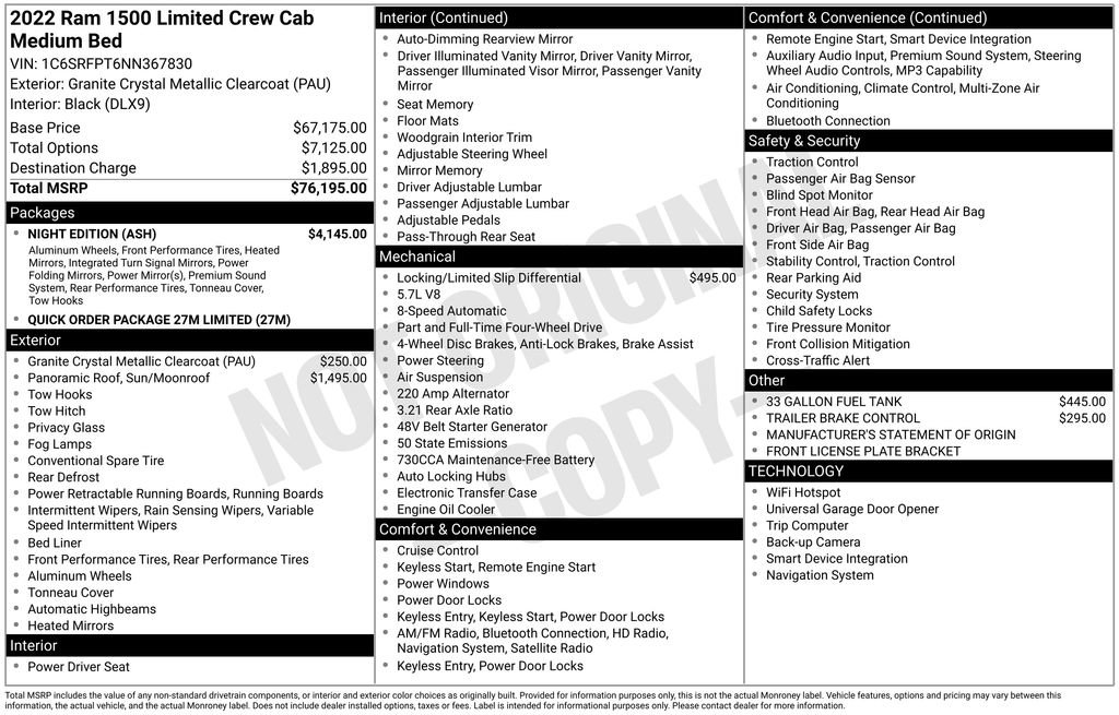 Used 2022 RAM 1500 Limited w/ Night Edition AWD/4WD image 47