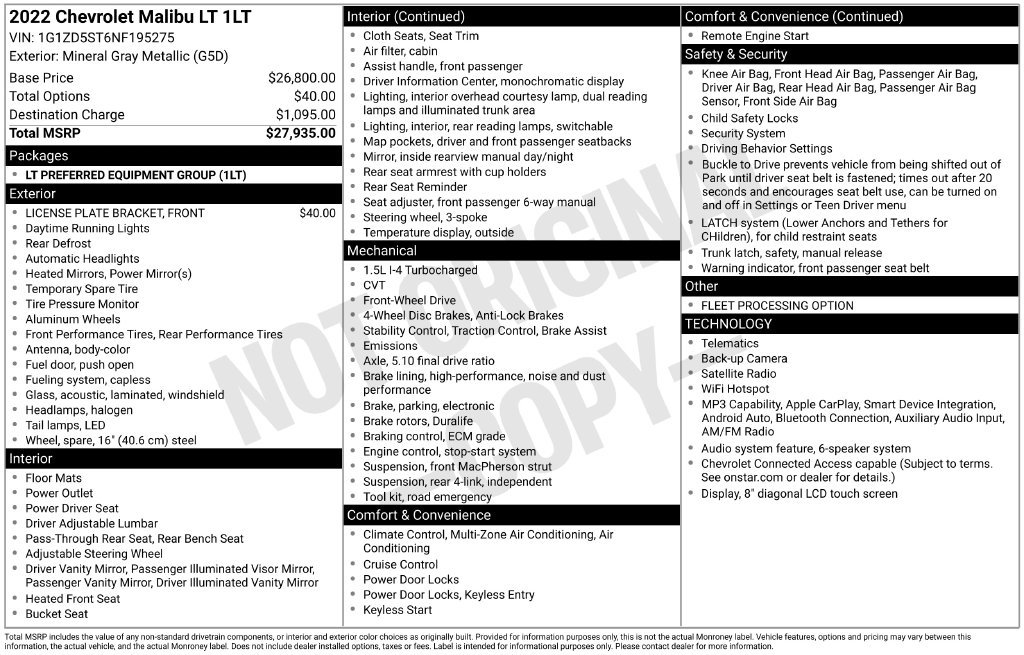 Used 2022 Chevrolet Malibu LT FWD image 25