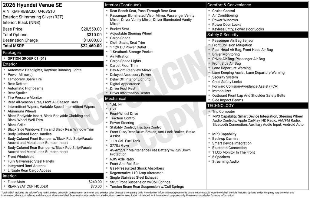 New 2026 Hyundai Venue SE FWD image 4
