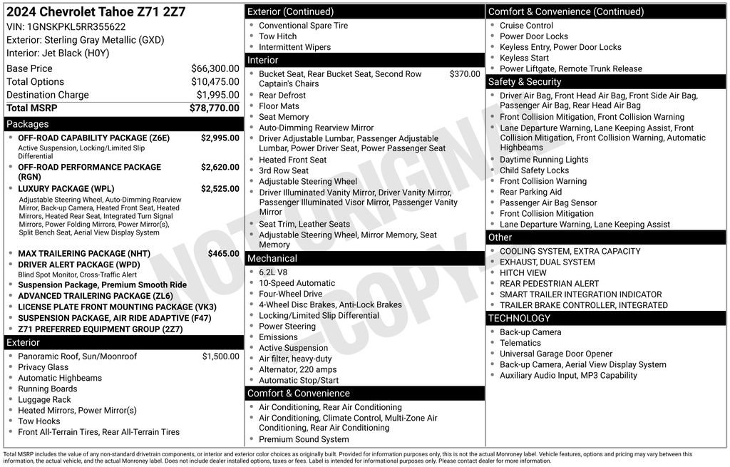 Certified 2024 Chevrolet Tahoe Z71 w/ Off-Road Capability Package AWD/4WD image 47