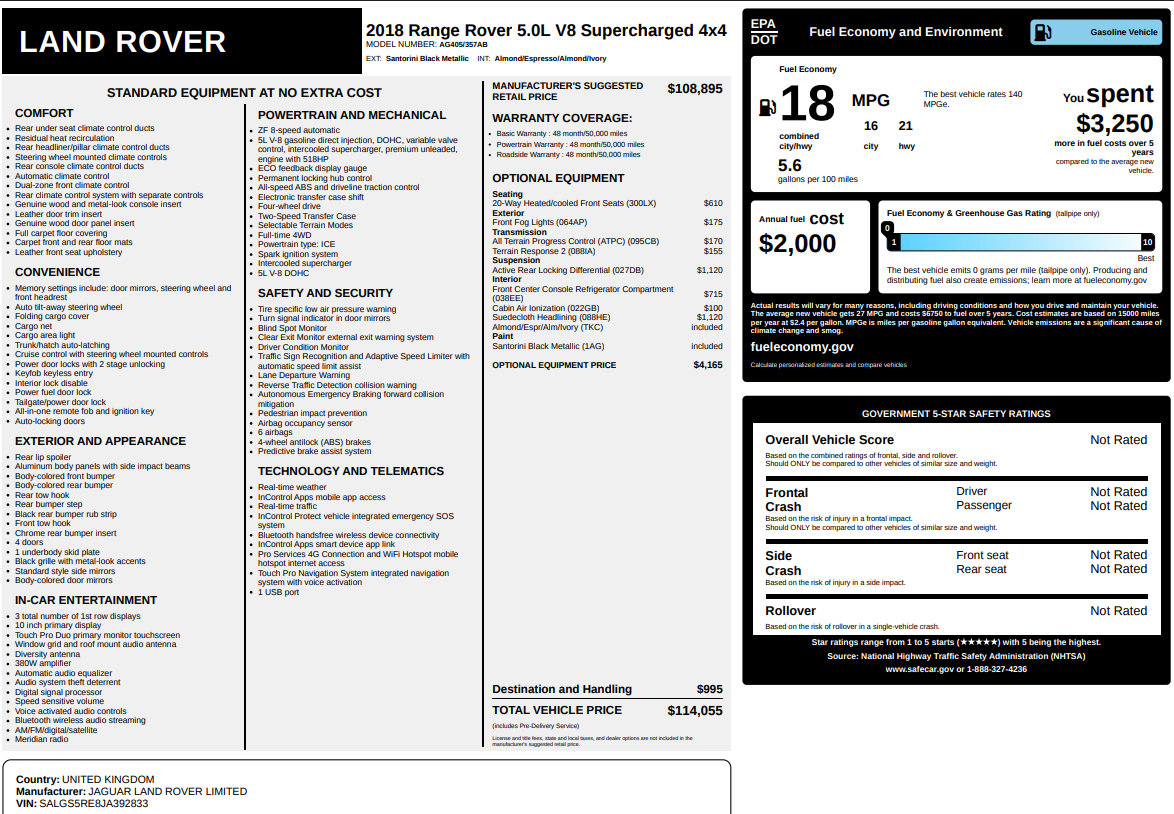 Used 2018 Land Rover Range Rover Long Wheelbase Supercharged image 16