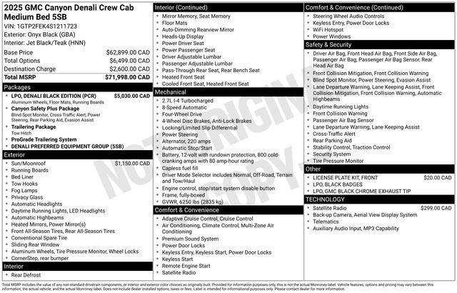 Certified 2025 GMC Canyon Denali w/ LPO, Denali Black Edition AWD/4WD image 33