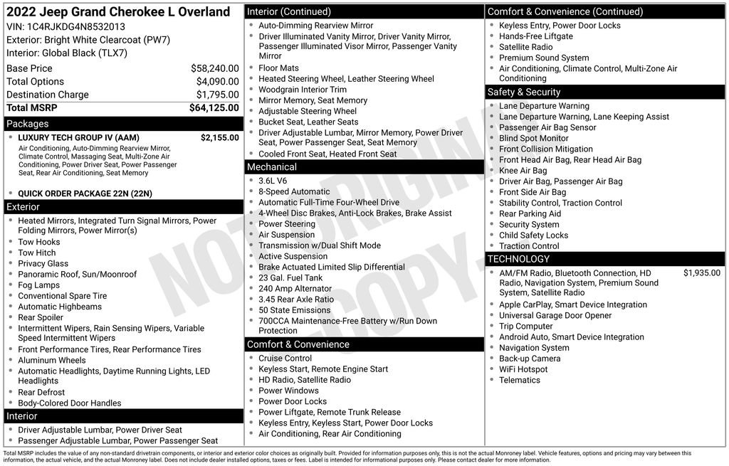 Used 2022 Jeep Grand Cherokee L Overland w/ Luxury Tech Group IV image 3