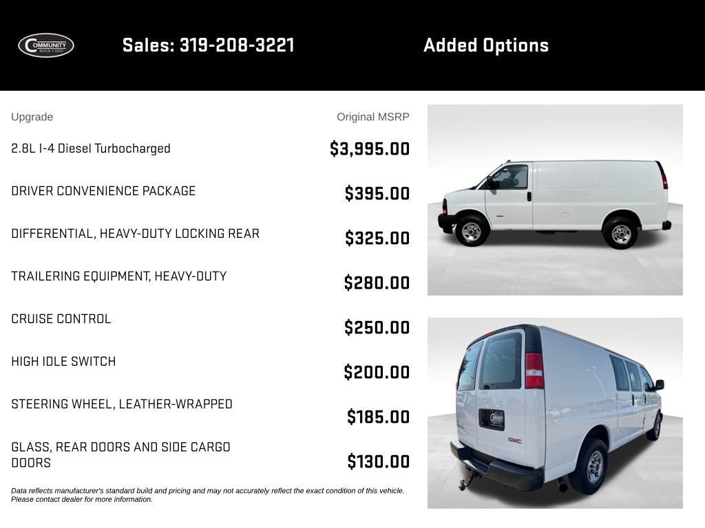 Certified 2021 GMC Savana 2500 w/ Driver Convenience Package RWD image 2