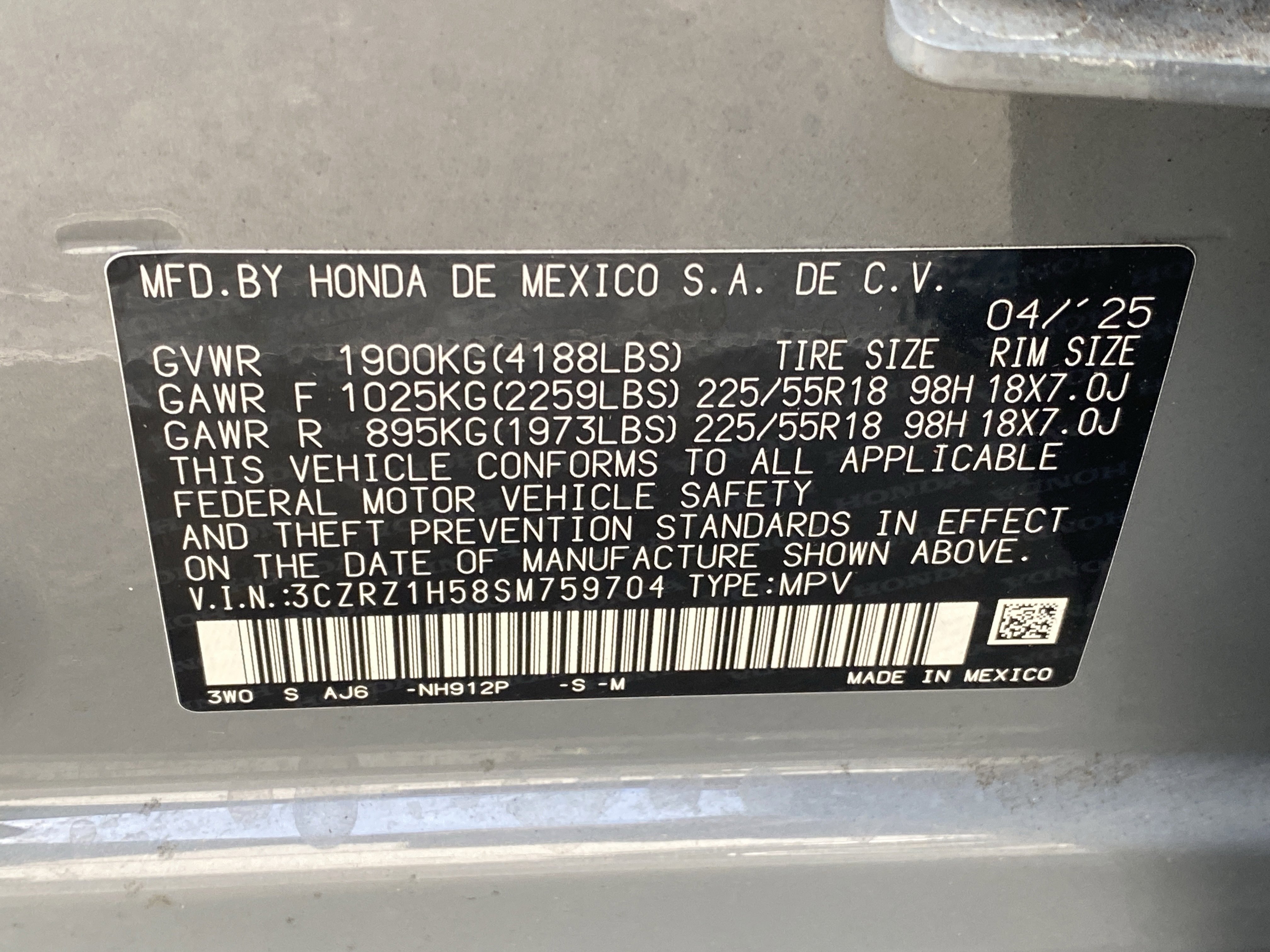 Certified 2025 Honda HR-V Sport image 7