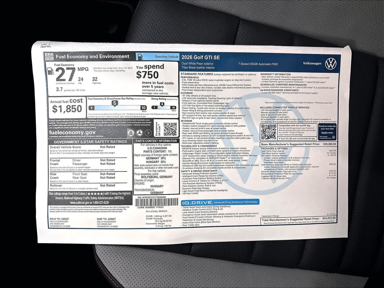 New 2026 Volkswagen GTI SE FWD image 14
