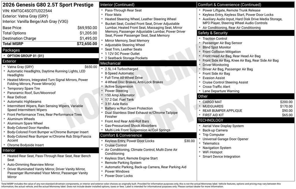 New 2026 Genesis G80 2.5T Sport Prestige image 5