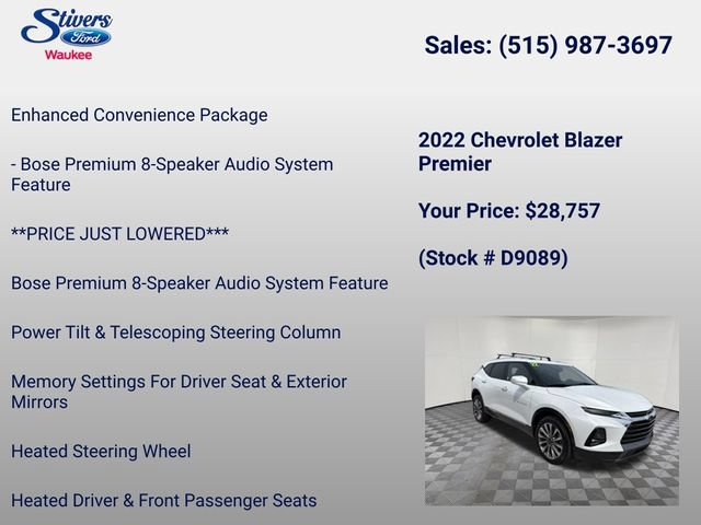 Used 2022 Chevrolet Blazer Premier w/ Enhanced Convenience Package AWD/4WD image 16