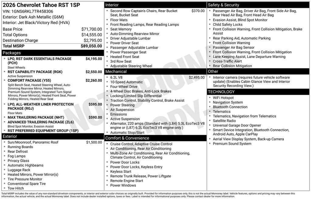New 2026 Chevrolet Tahoe RST AWD/4WD image 4