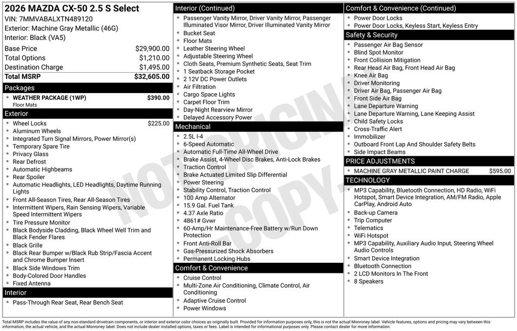 New 2026 MAZDA CX-50 AWD 2.5 S w/ Weather Package image 2