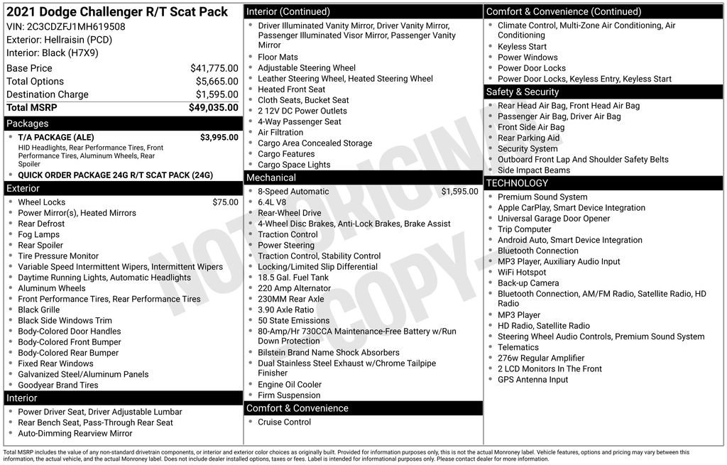 Used 2021 Dodge Challenger R/T Scat Pack w/ T/A Package RWD image 49
