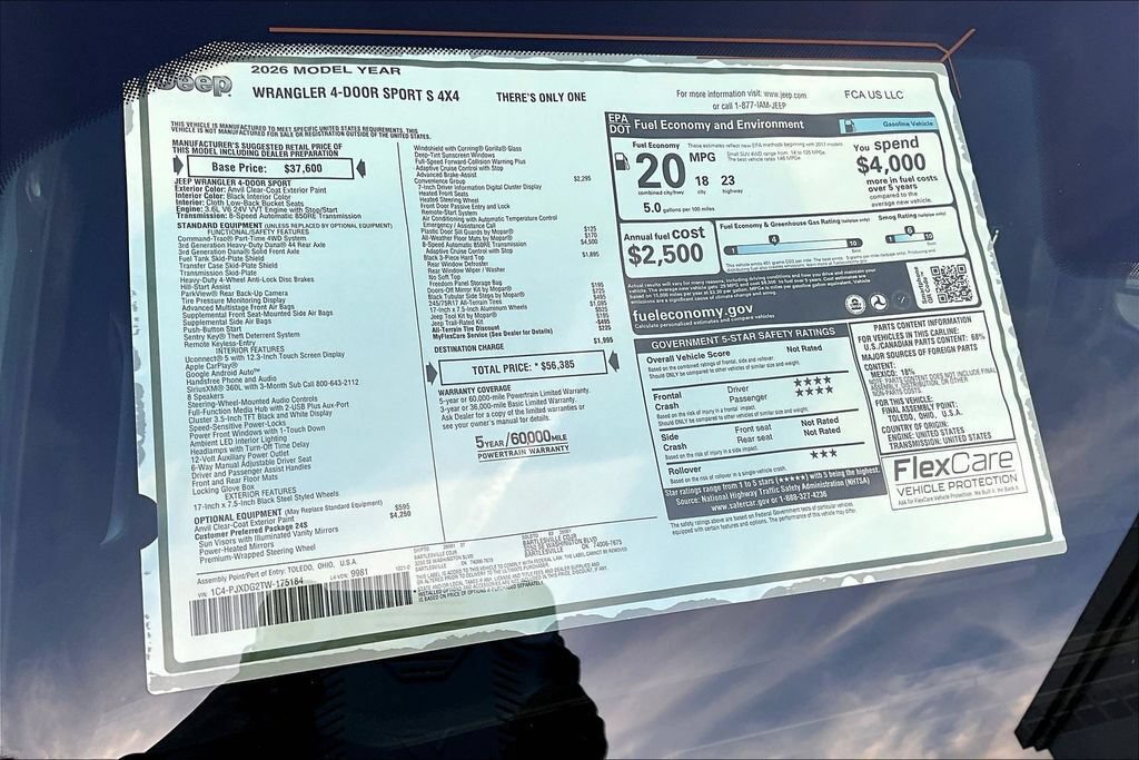 New 2026 Jeep Wrangler Unlimited Sport AWD/4WD image 13