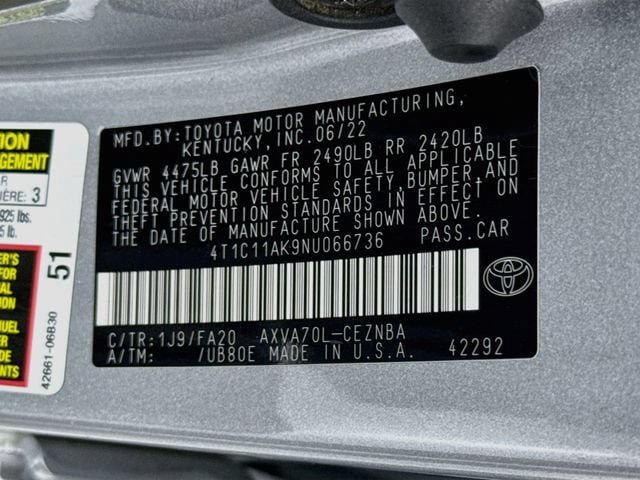 Certified 2022 Toyota Camry LE w/ Carpet Mat Package (TMS) FWD image 31