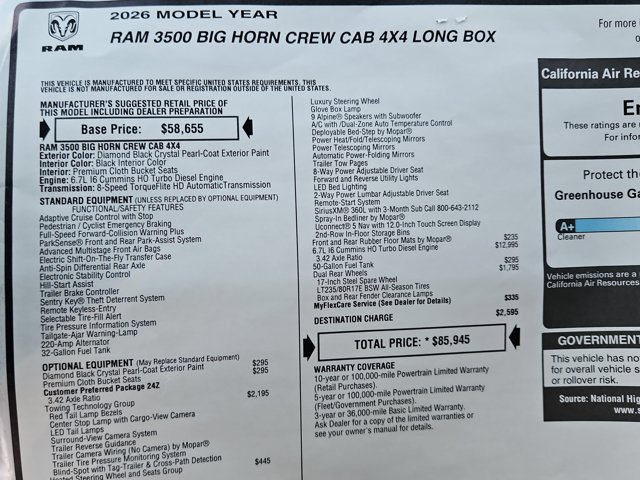 New 2026 RAM 3500 Big Horn AWD/4WD image 18