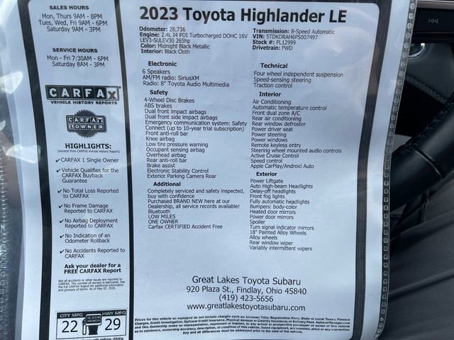 Used 2023 Toyota Highlander LE FWD image 27
