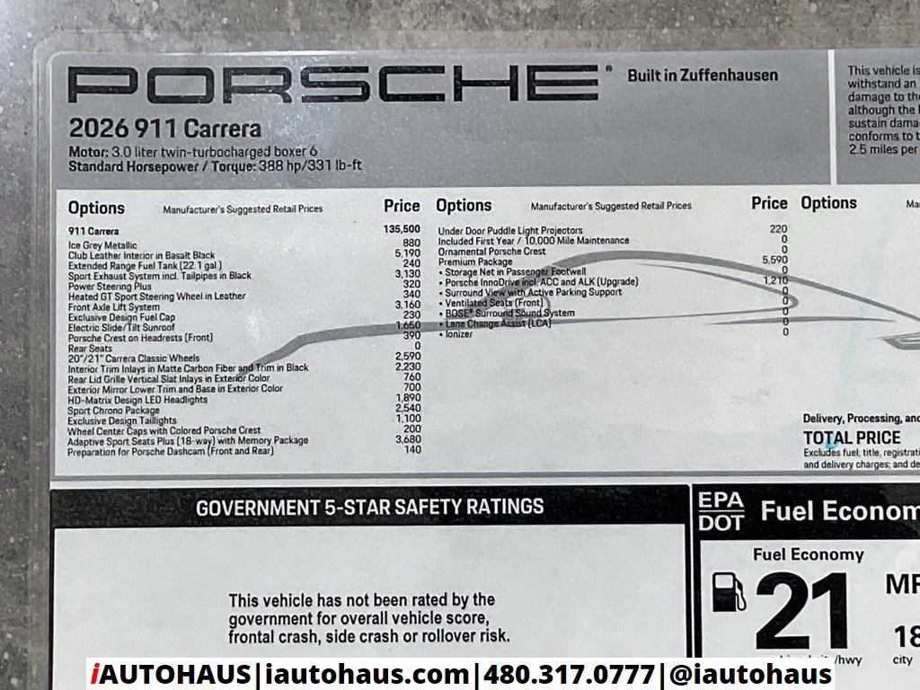 Used 2026 Porsche 911 Carrera w/ Premium Package RWD image 66