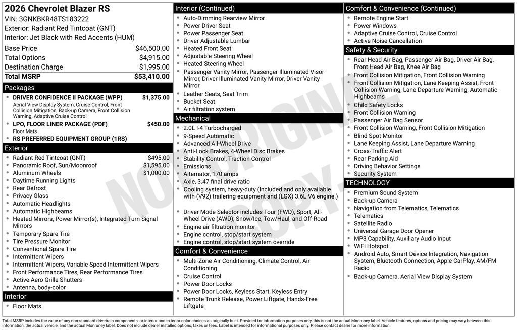 New 2026 Chevrolet Blazer RS w/ Driver Confidence II Package AWD/4WD image 11