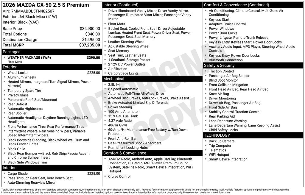 New 2026 MAZDA CX-50 AWD 2.5 S w/ Weather Package image 34