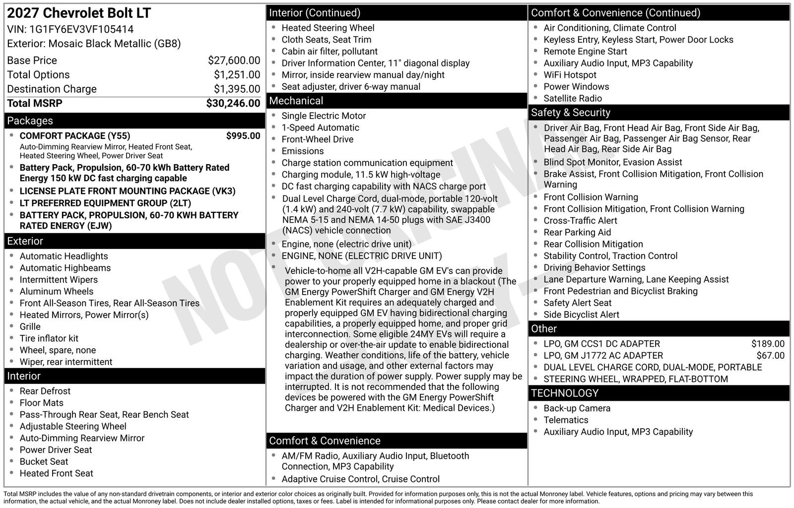 New 2027 Chevrolet Bolt LT w/ Comfort Package FWD image 4