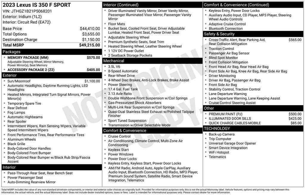 Used 2023 Lexus IS 350 F Sport w/ Memory Package image 7