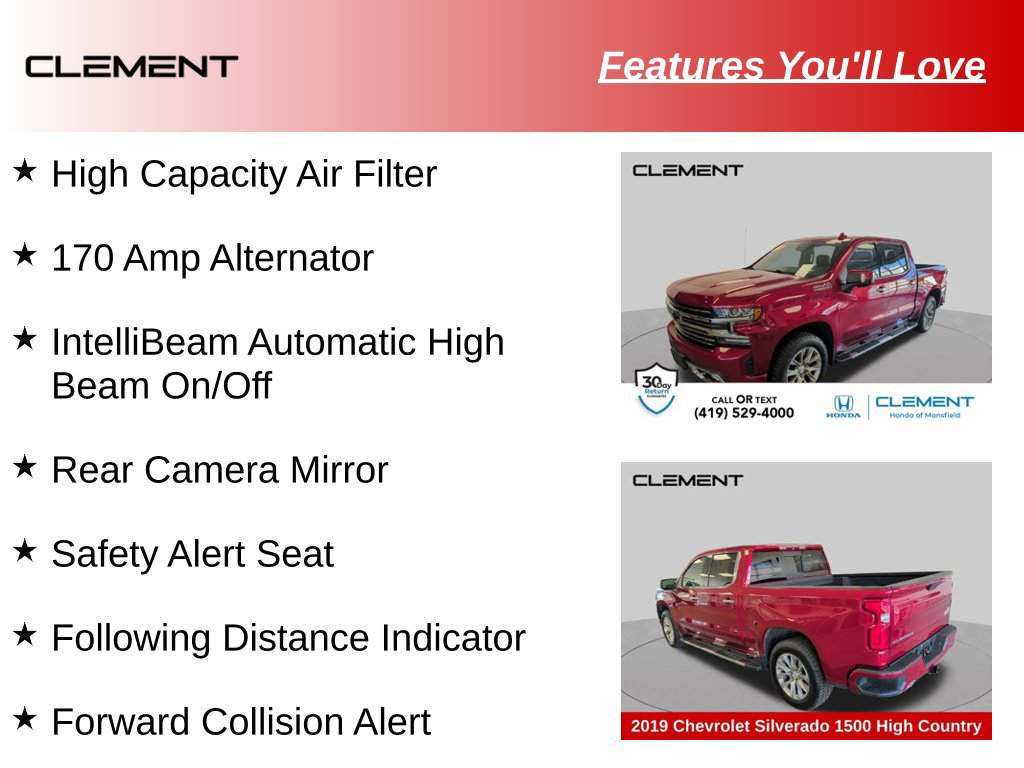 Used 2019 Chevrolet Silverado 1500 High Country w/ Technology Package AWD/4WD image 38