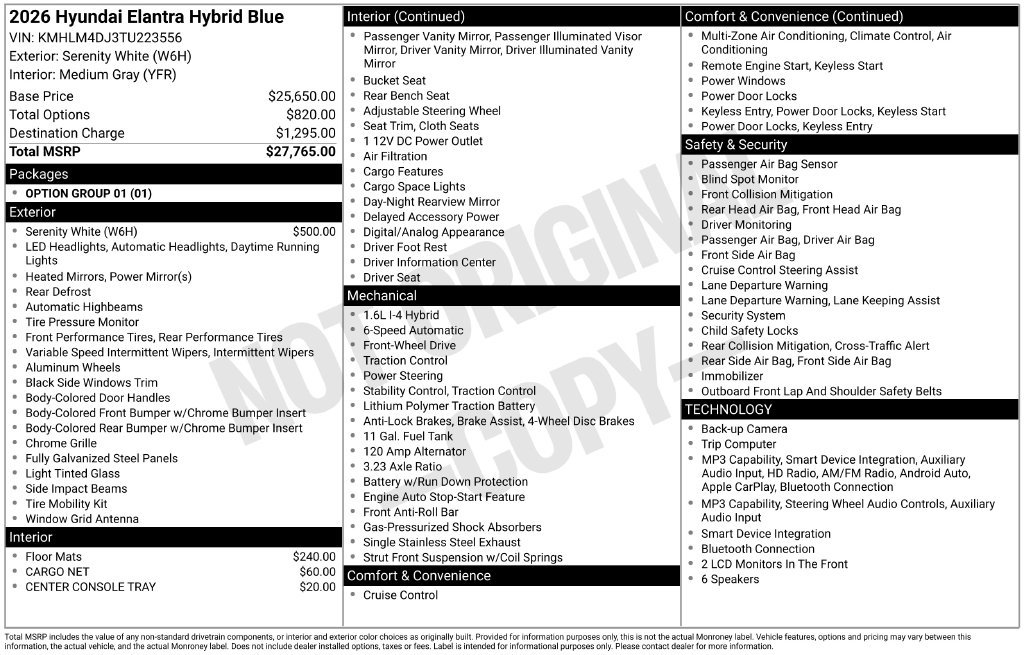 New 2026 Hyundai Elantra Hybrid FWD image 6