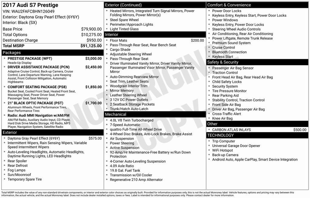 Used 2017 Audi S7 Prestige w/ Prestige Package image 2