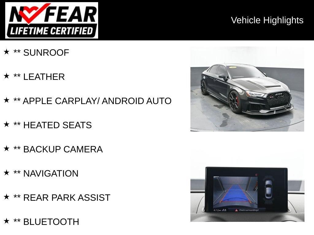 Used 2019 Audi RS 3 w/ Technology Package AWD/4WD image 2