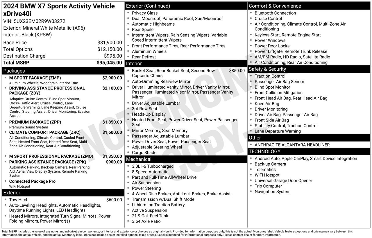 Used 2024 BMW X7 xDrive40i w/ M Sport Package image 36