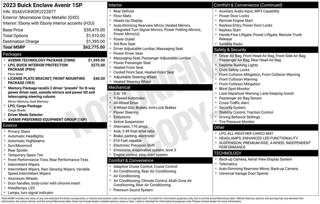 Used 2023 Buick Enclave Avenir w/ Avenir Technology Package AWD/4WD image 6