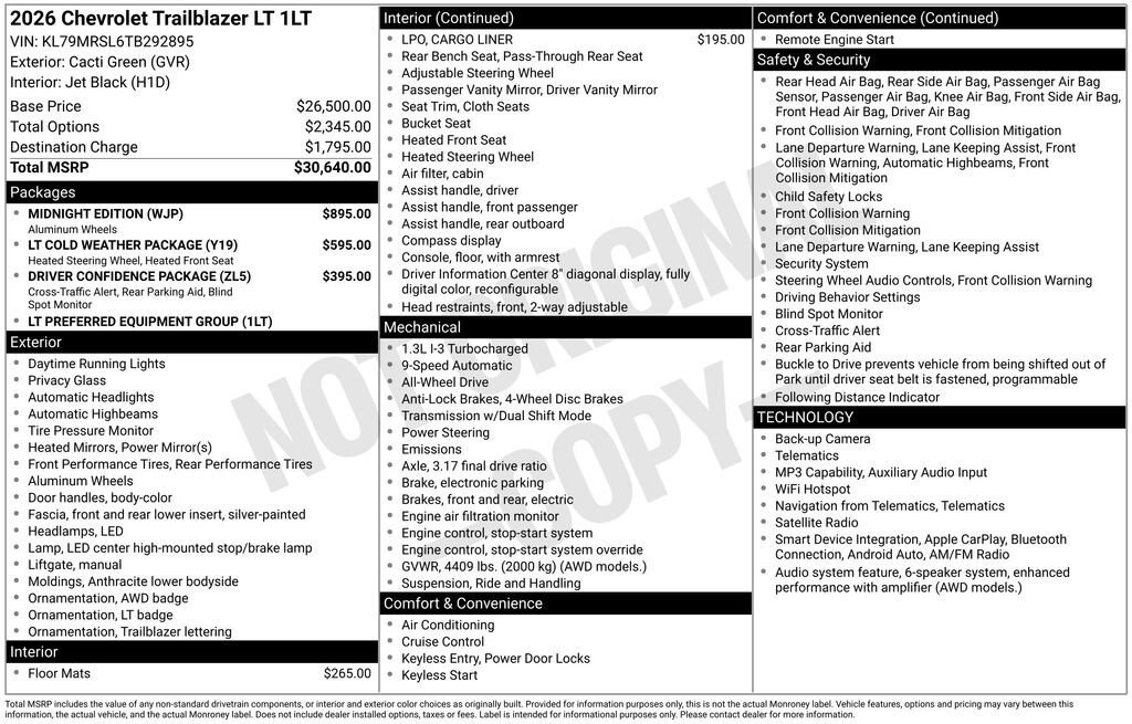 New 2026 Chevrolet TrailBlazer LT w/ Midnight Edition AWD/4WD image 11