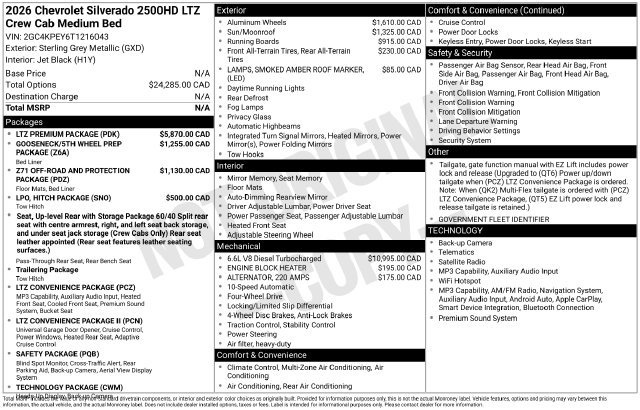 New 2026 Chevrolet Silverado 2500 LTZ w/ LTZ Premium Package AWD/4WD image 4