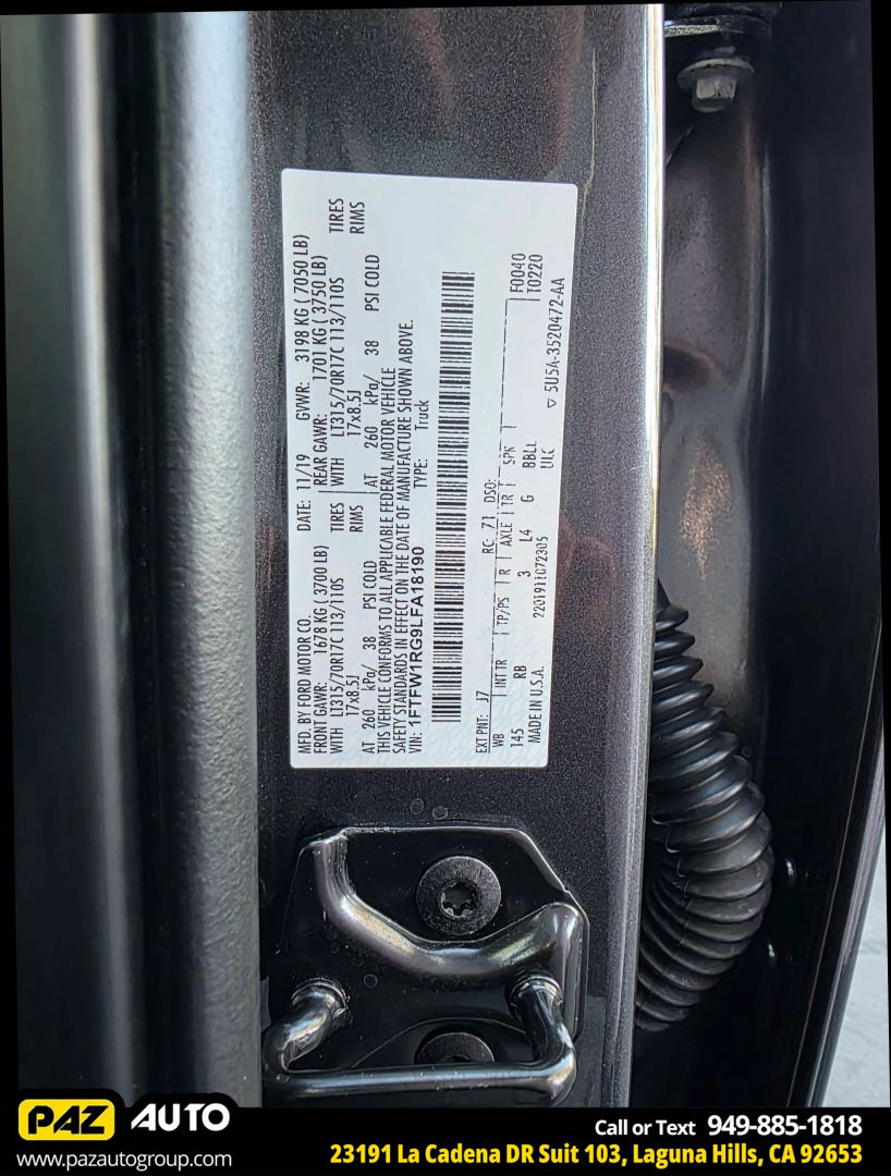Used 2020 Ford F150 Raptor w/ Equipment Group 802A Luxury image 69
