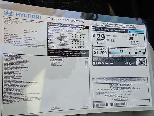 New 2026 Hyundai Sonata SEL FWD image 18