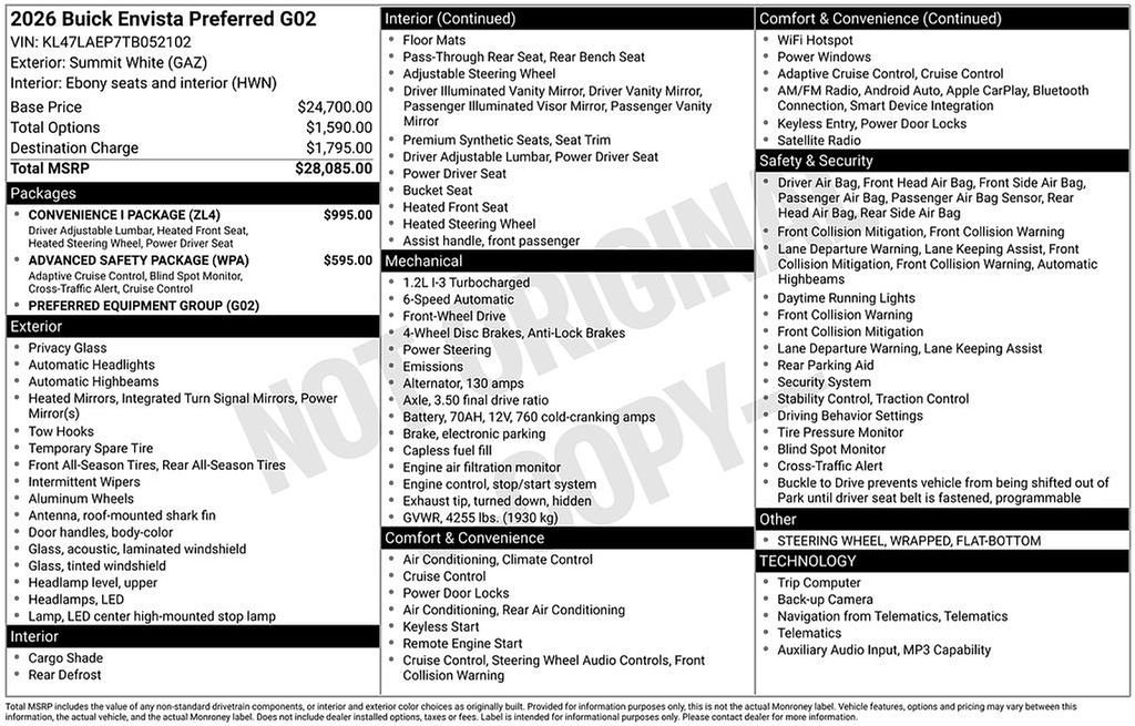 Used 2026 Buick Envista Preferred w/ Convenience I Package image 2