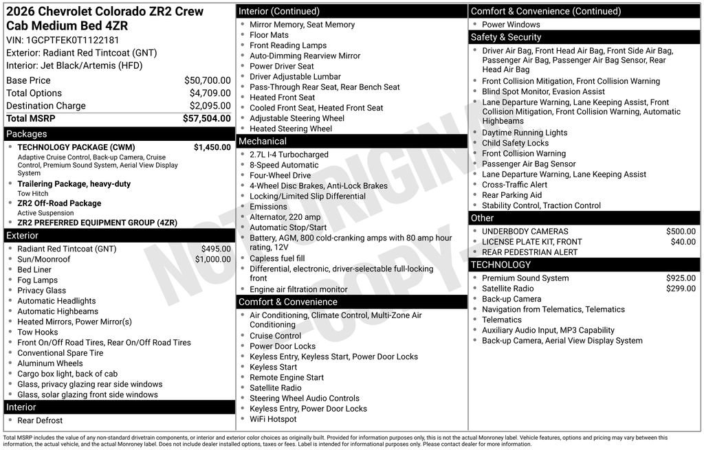 Used 2026 Chevrolet Colorado ZR2 w/ Technology Package image 45