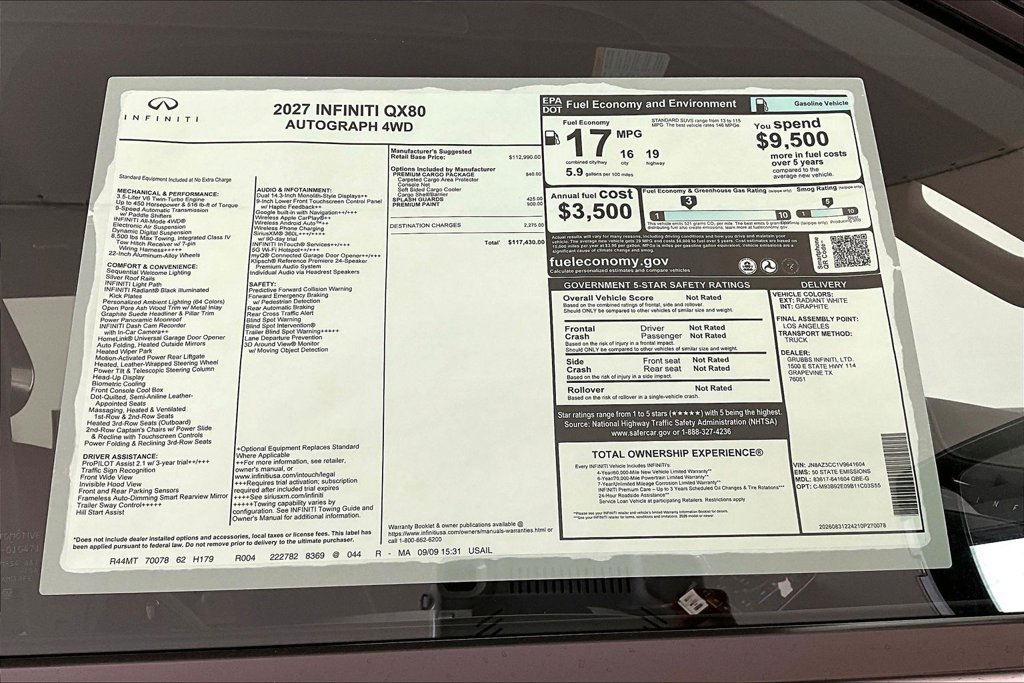 New 2027 INFINITI QX80 Autograph w/ Premium Cargo Package AWD/4WD image 33
