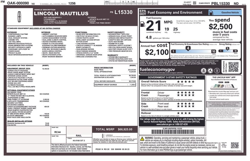 Certified 2023 Lincoln Nautilus Reserve w/ Equipment Group 202A AWD/4WD image 34
