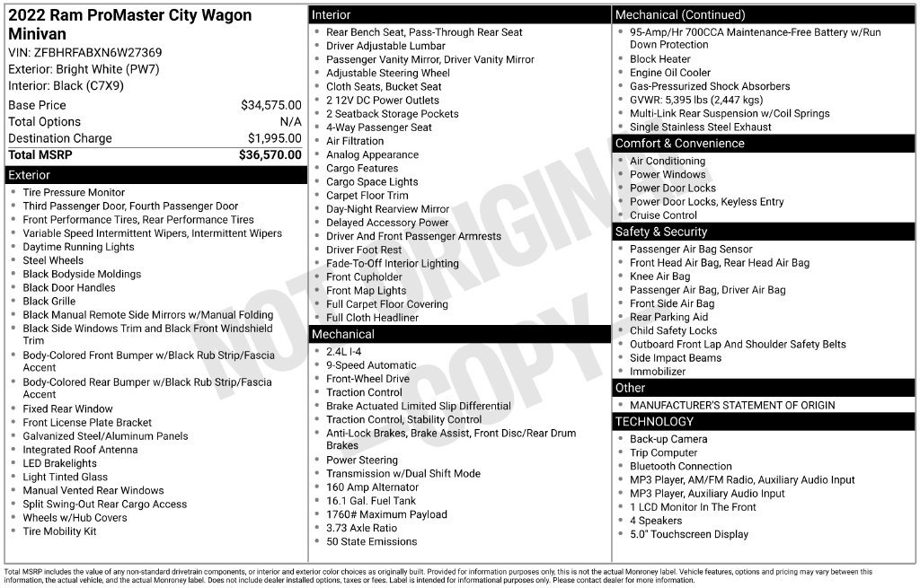 Used 2022 RAM ProMaster City Wagon FWD image 18