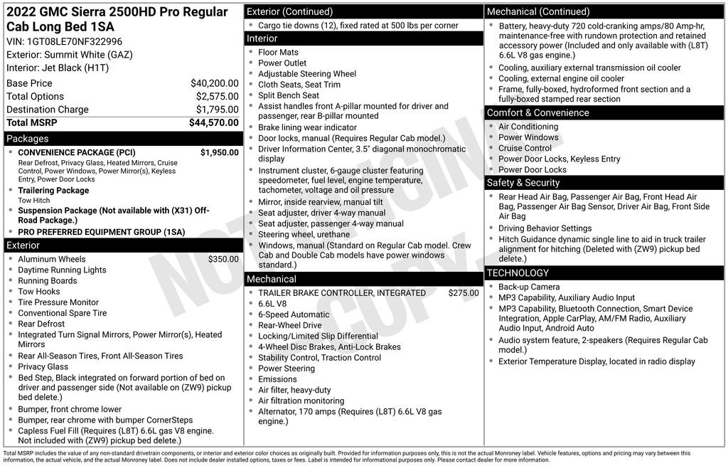 Used 2022 GMC Sierra 2500 Pro w/ Convenience Package RWD image 6
