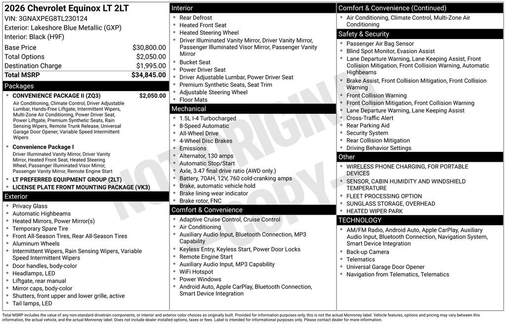 Used 2026 Chevrolet Equinox LT w/ Convenience Package II AWD/4WD image 13