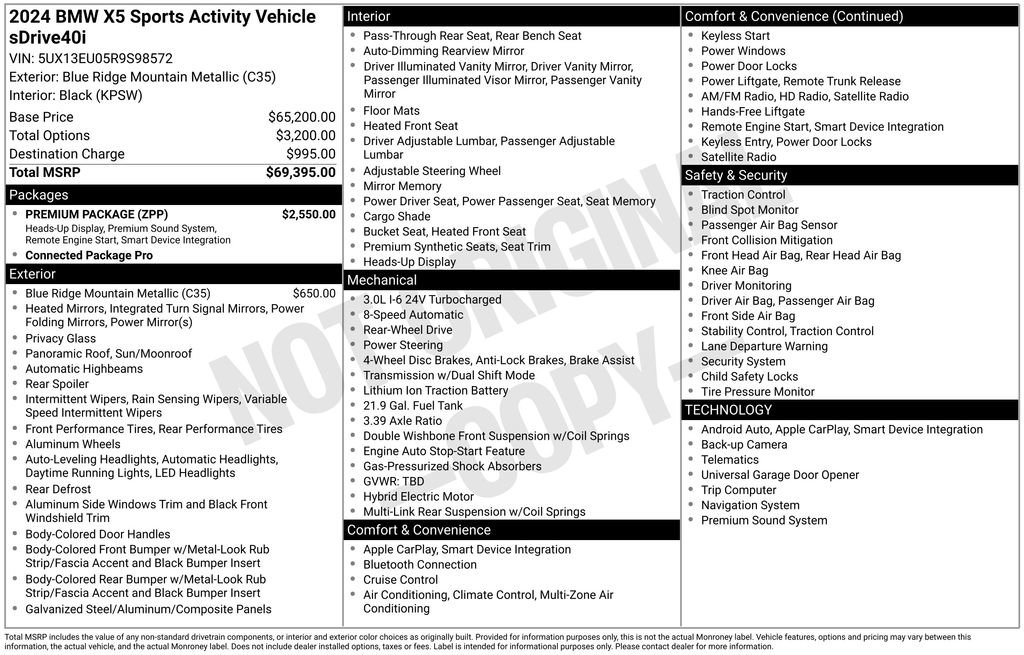 Used 2024 BMW X5 sDrive40i w/ Premium Package RWD image 3