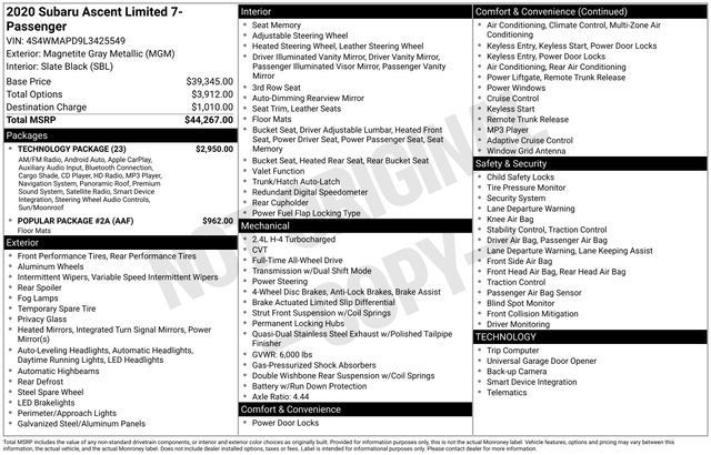 Used 2020 Subaru Ascent Limited w/ Technology Package image 45