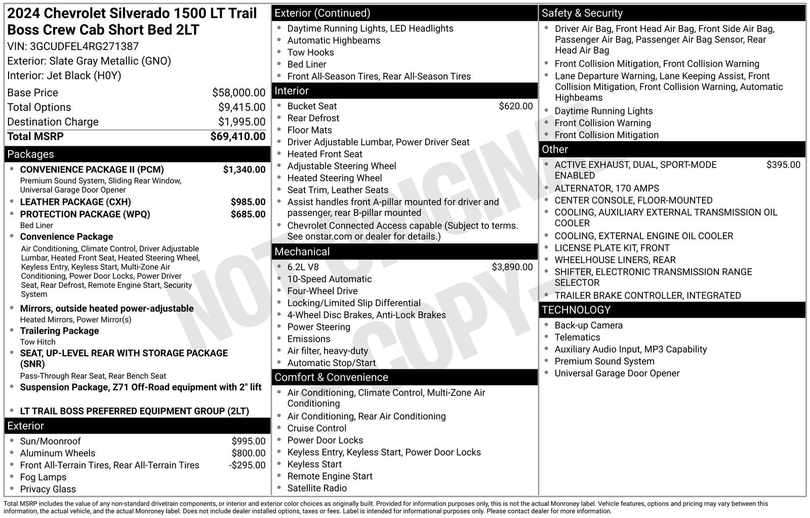Used 2024 Chevrolet Silverado 1500 LT Trail Boss w/ Convenience Package II AWD/4WD image 34