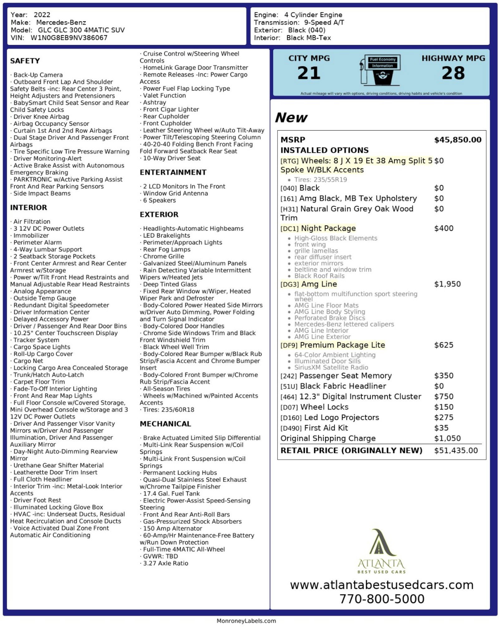 Used 2022 Mercedes-Benz GLC 300 4MATIC w/ AMG Line image 52