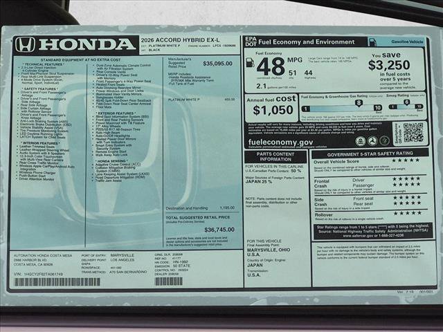 New 2026 Honda Accord EX-L image 17