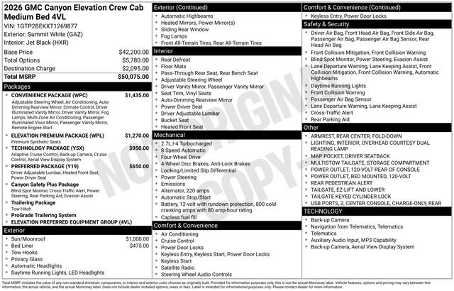 New 2026 GMC Canyon Elevation w/ Convenience Package AWD/4WD image 4