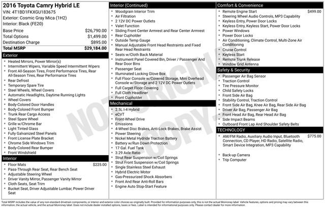 Used 2016 Toyota Camry LE FWD image 10