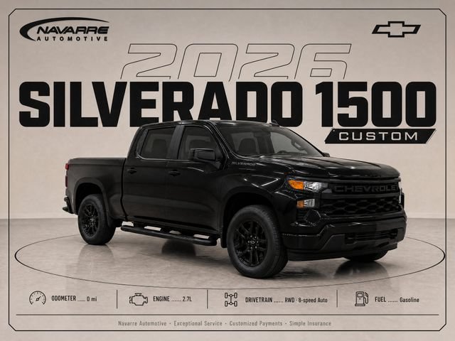 New 2026 Chevrolet Silverado 1500 Custom w/ Turbomax Blackout Package RWD image 1